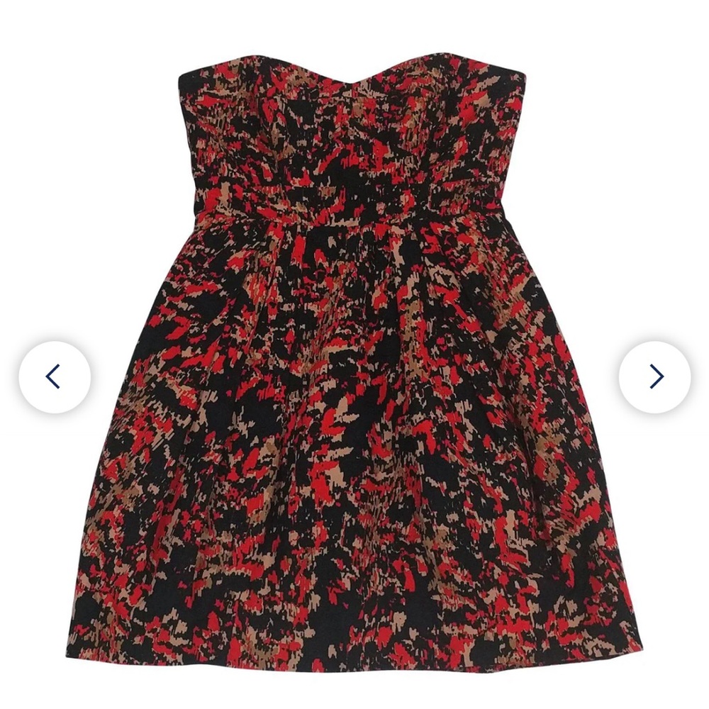 Shoshanna - Black, Tan, & Red Strapless Dress